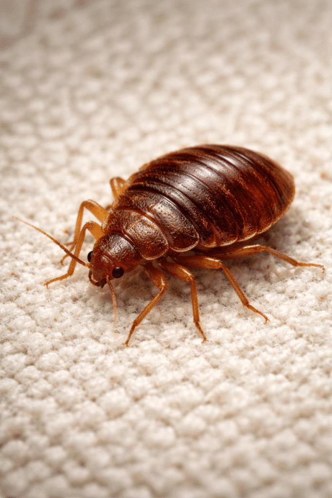 Technician performing bed bug removal in Ajax bedroom during professional treatment