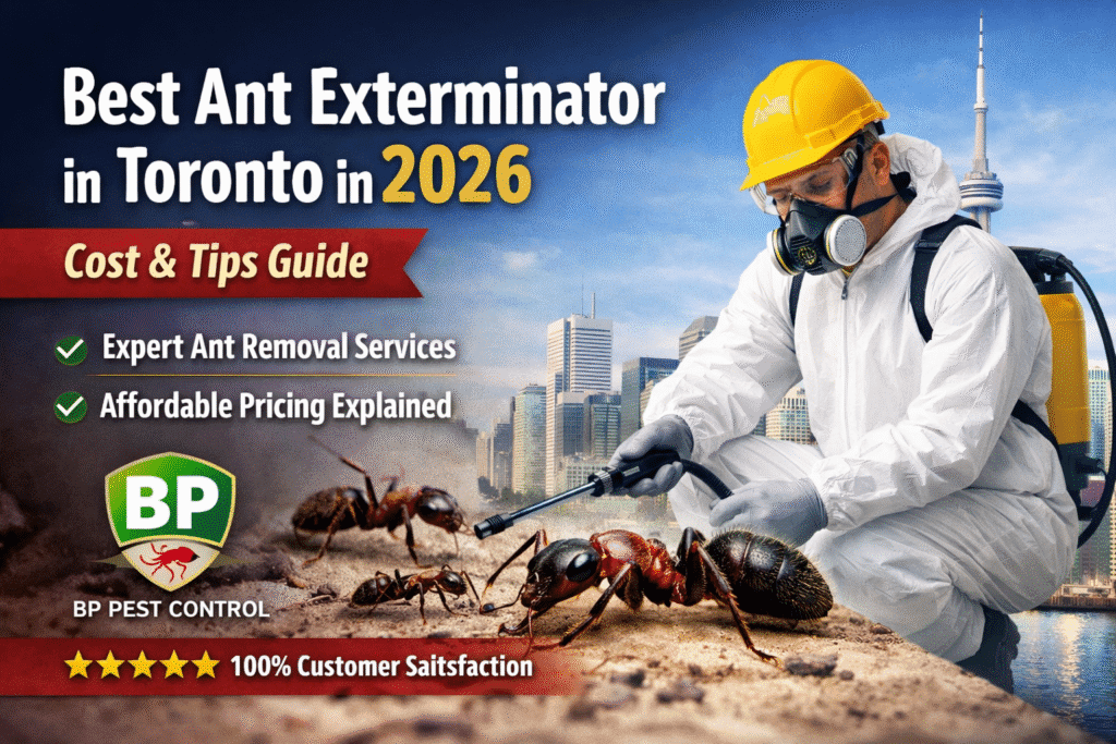 Professional ant exterminator Toronto performing ant removal and treatment service in a residential property