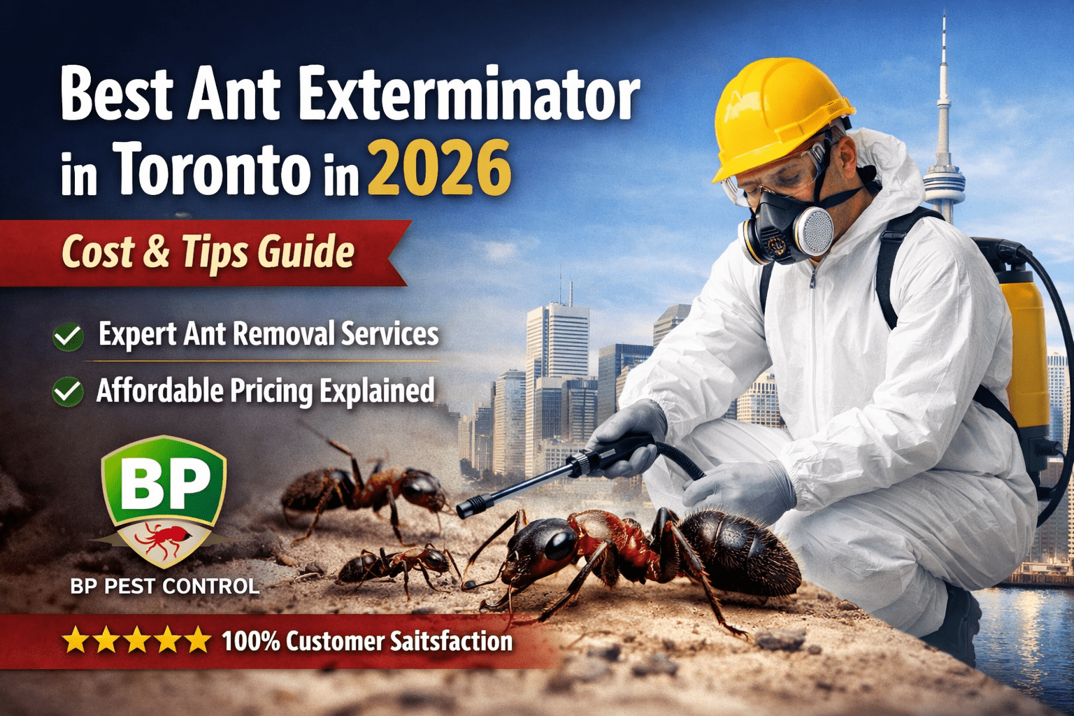 Professional ant exterminator Toronto performing ant removal and treatment service in a residential property