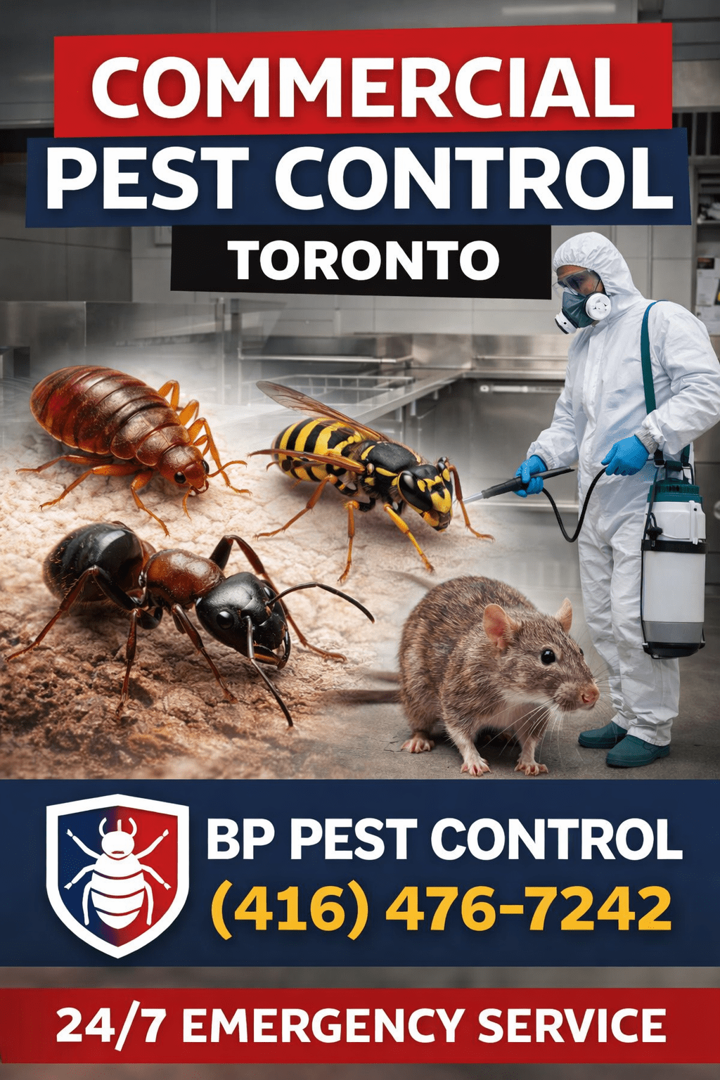 Commercial pest control Toronto by BP Pest Control – technician removing pests.