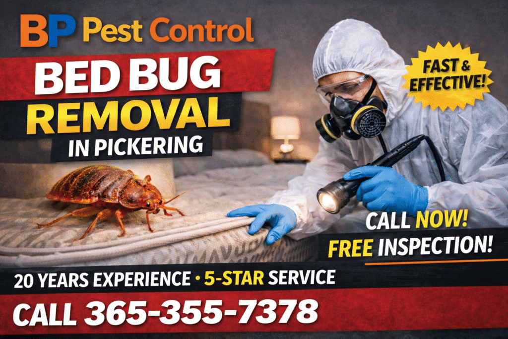 bed bug control near me Pickering mattress inspection service by BP Pest Control technician