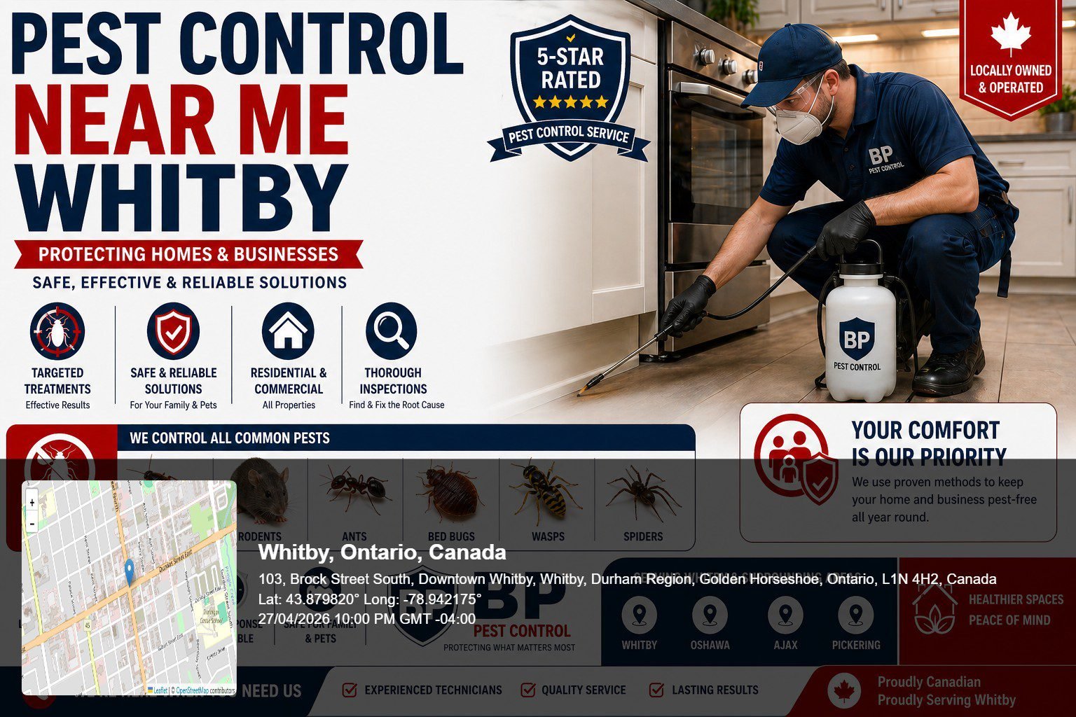 pest control near me Whitby technician applying treatment in residential home