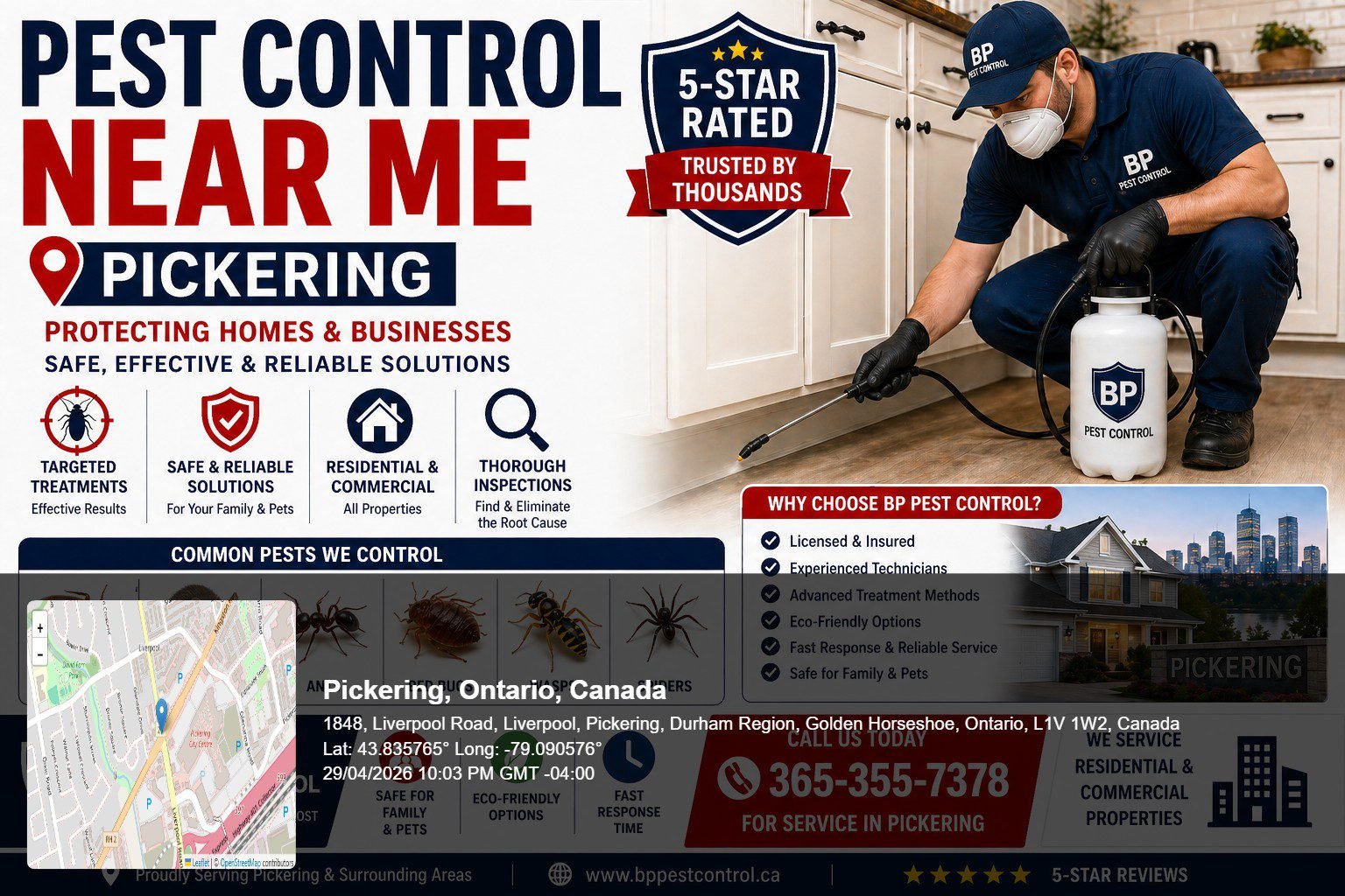 pest control near me Pickering technician applying treatment in residential kitchen