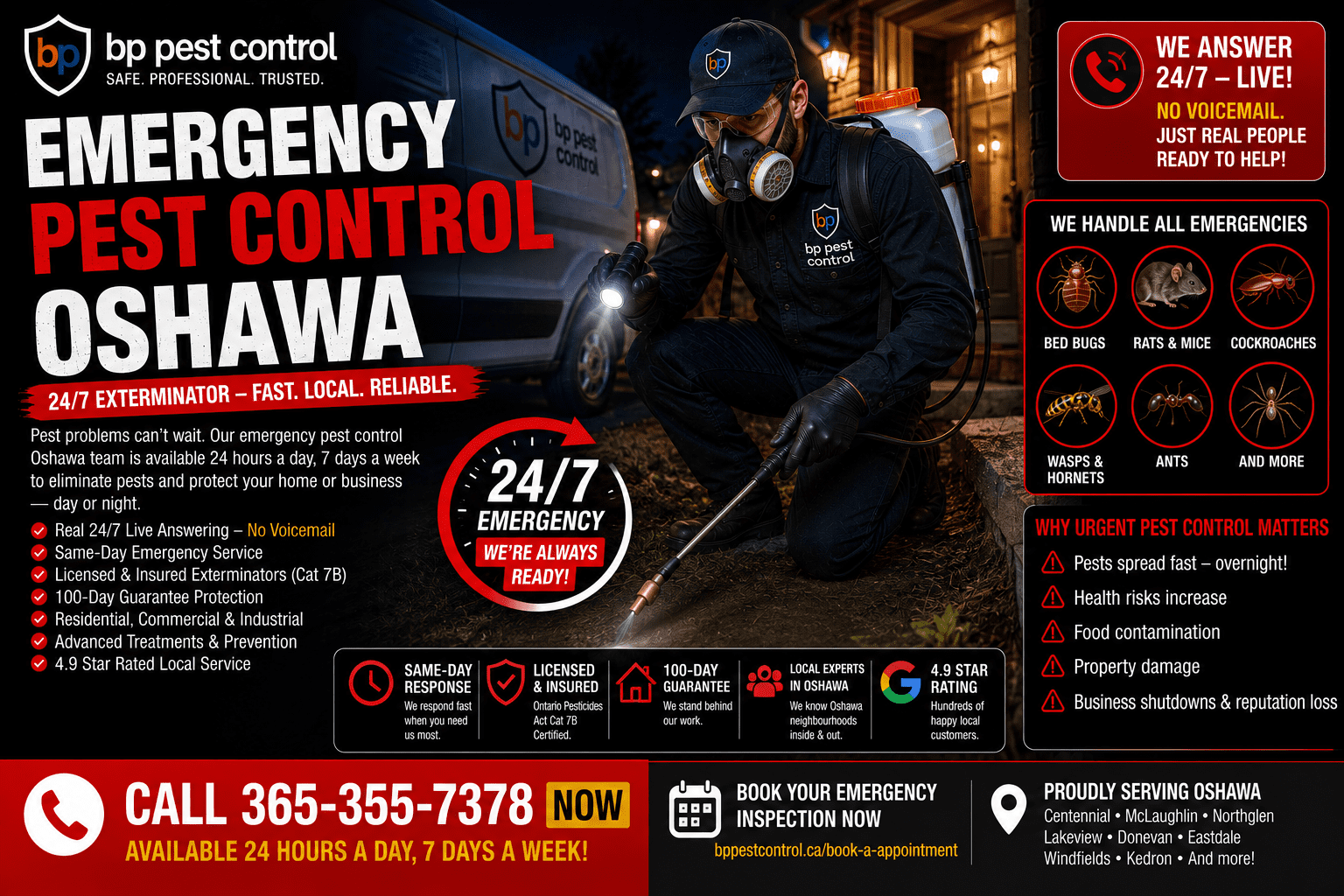 Pest control near me Oshawa homeowners receiving professional home pest control service