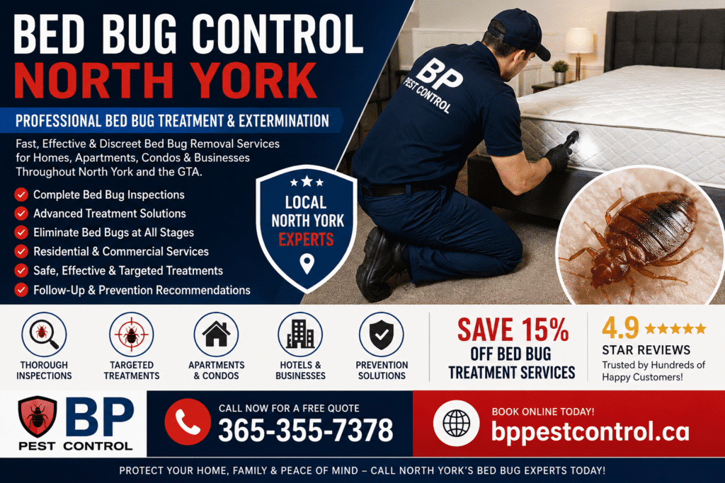 Bed bug control North York with professional bed bug extermination and treatment services.