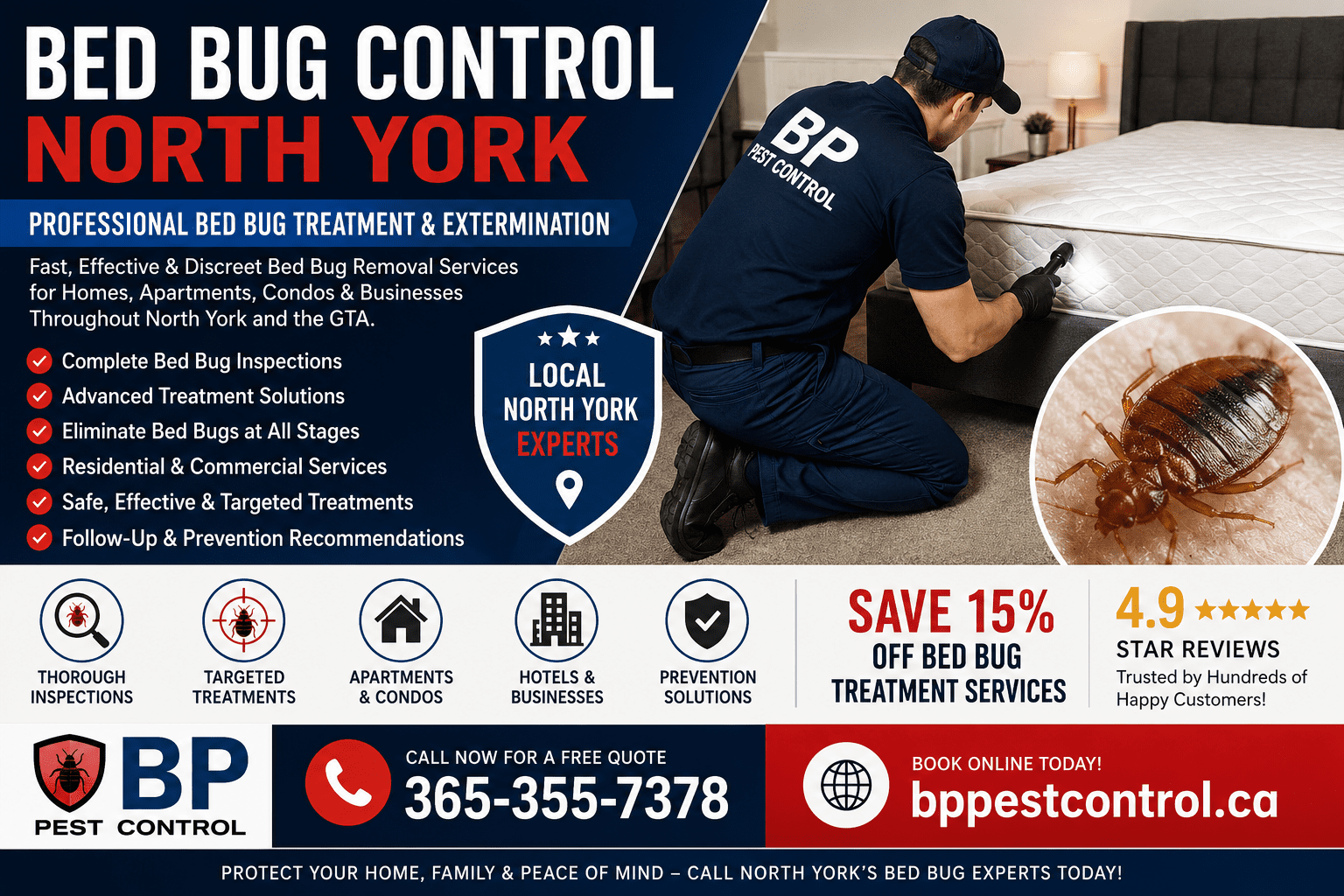 Bed bug control North York with professional bed bug extermination and treatment services.