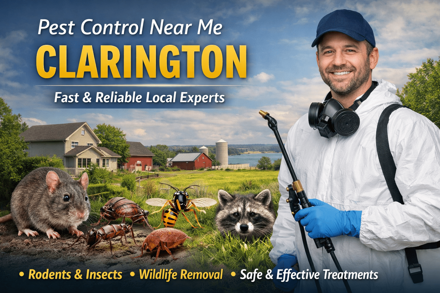 Pest Control Clarington technician performing a professional pest inspection and treatment at a residential property
