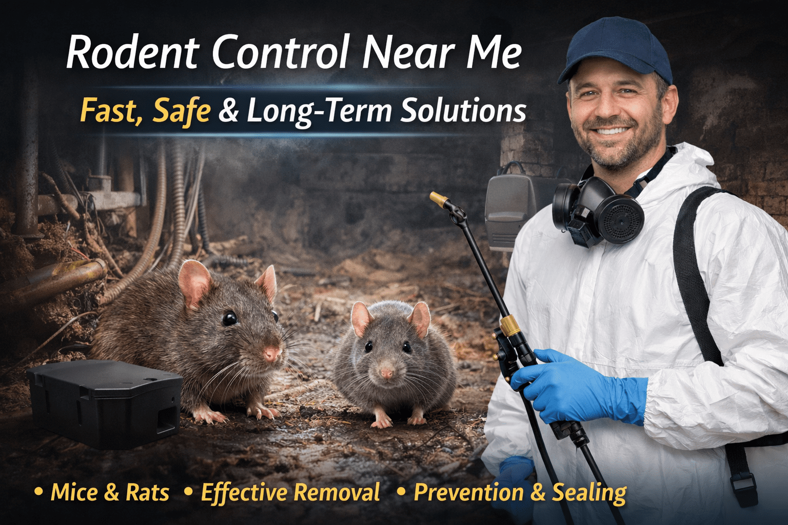 Rodent Control Ajax technician inspecting a home for mice and rat activity in Ajax Ontario